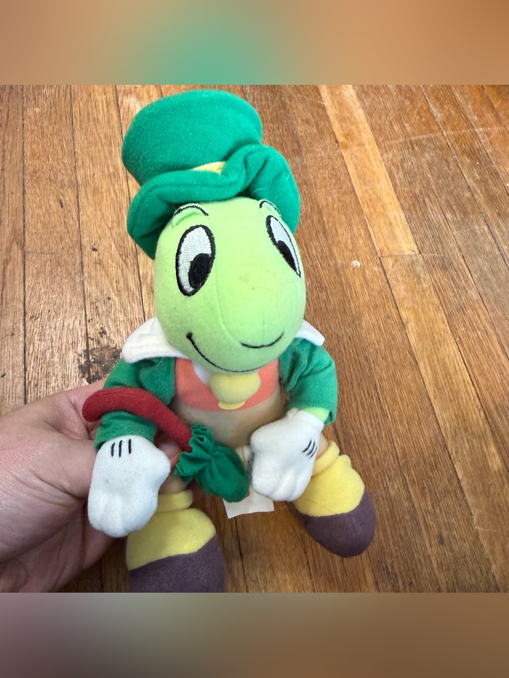 Disney Pinocchio vintage st. Patrick’s day Jimminy Cricket mini bean bag plush